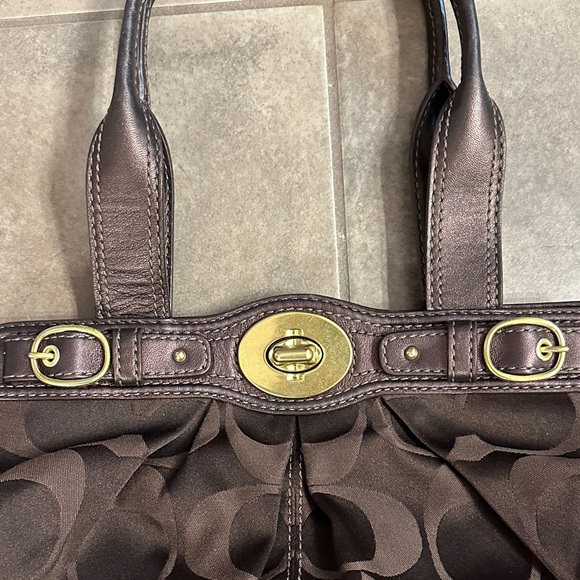 Coach Dark Brown Shoulder Bag with Gold Accents - Picture 2 of 16
